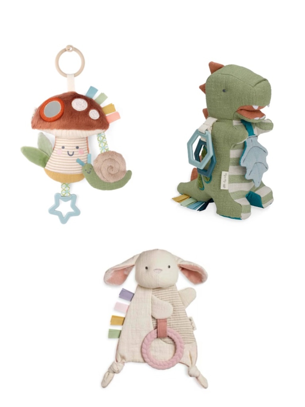 Lot of THREE Itzy Ritzy Plush Rattle Toys